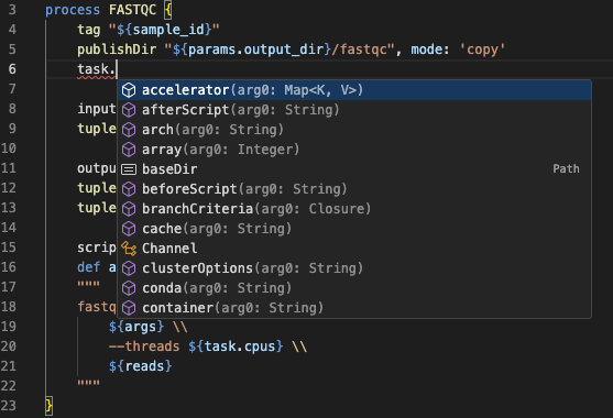 Autocompletat de propietats de tasca