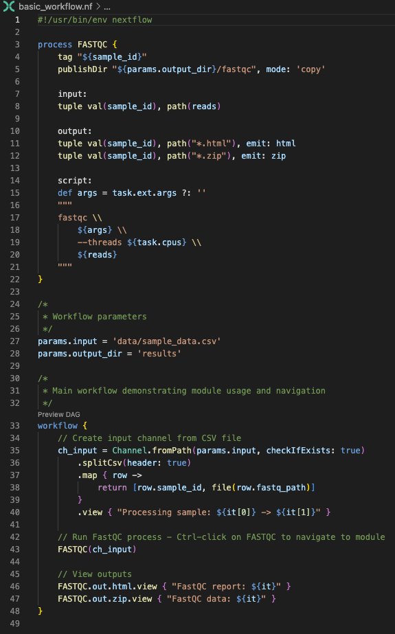 Demonstração de Sintaxe